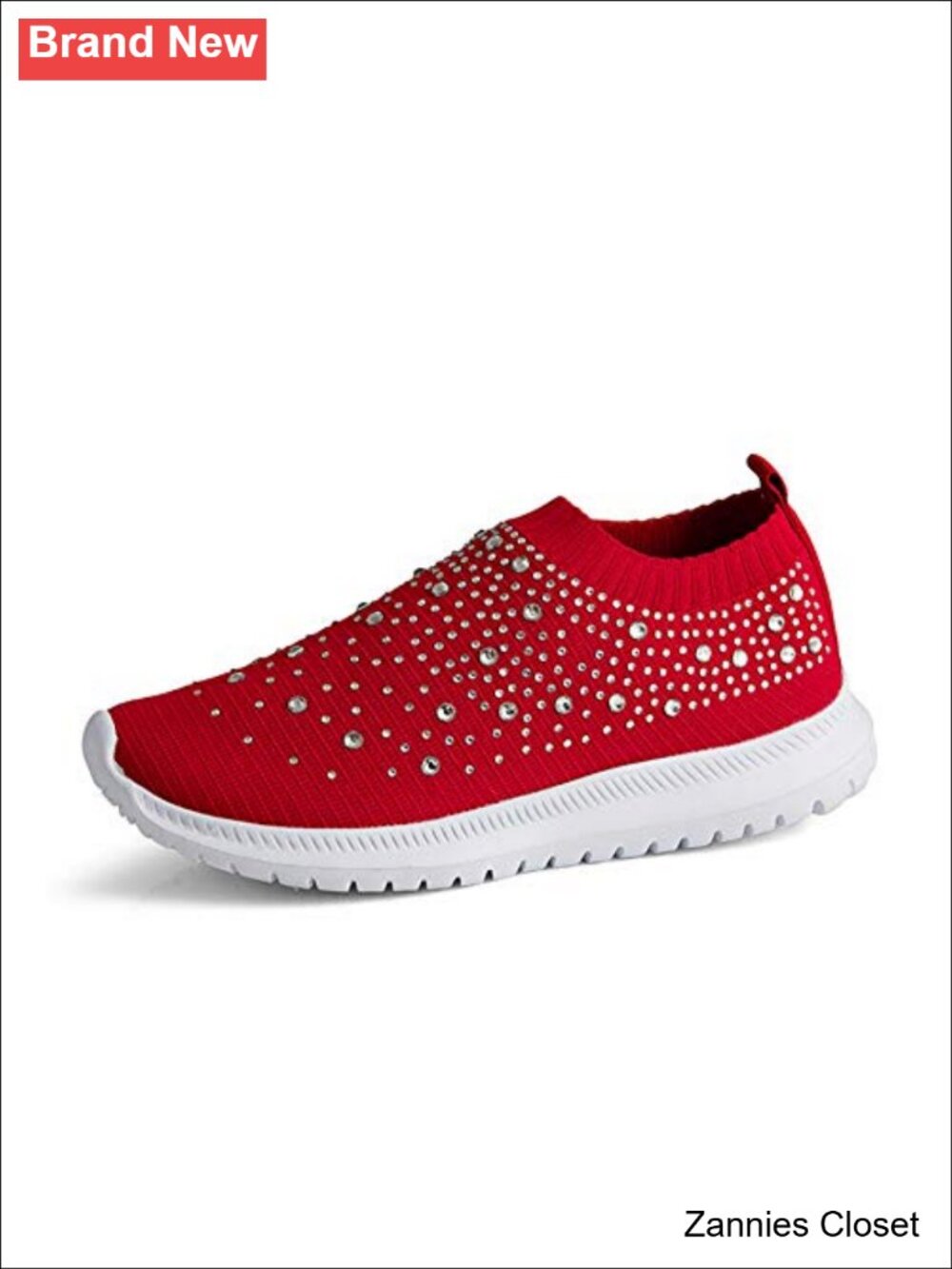 ✨ GOSPT Women's Mesh Rhinestone Glitter Slip On Dance Sock Sneakers
